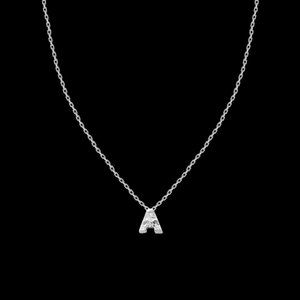 Crystal & Silvertone with Swarovski Alphabet Personalized Necklace -18" Letter-A